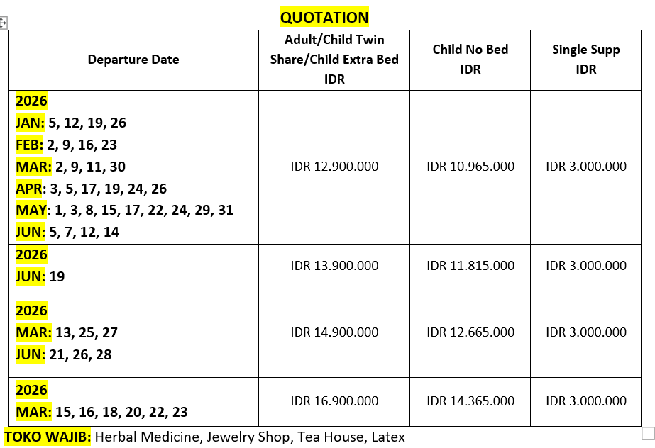 HARGA CHOGNQING ZHANGJIAJIE